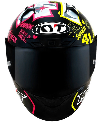 Casco Kyt Nx Race Espargaro 20, color negro/rosa/amarillo, talla 60/L