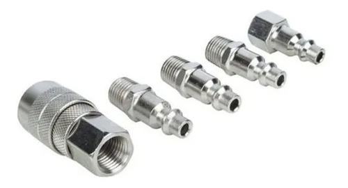 Imagen 2 de 5 de Kit Acople Rapido Americano 5 Piezas 1/4 Horse Power Ar Kit