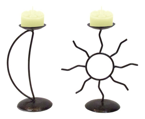 Castiçal Sol E Lua Céu Decoração Porta Vela Decorativa