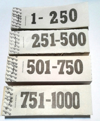 Talonario De Números 1-1000 X 4 Unidades