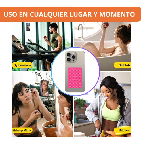 Soporte Sopapa Para Celular Universal Con Adhesivo 3m Rosa Rosa Chicle