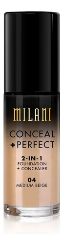 Base de maquiagem líquida Milani Foundation Conceal + Perfect 2 en 1 Conceal + Perfect 2-IN-1 Foundation + Concealer tom 04 medium beige  -  30mL 30g