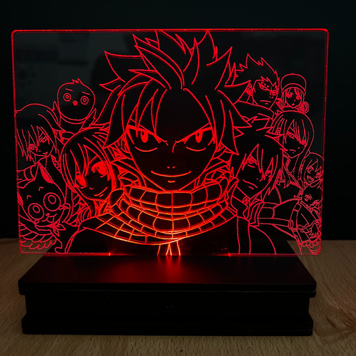 Lampara Led 3d Rgb Holograma Fairy Tail Natsu Happy Lucy