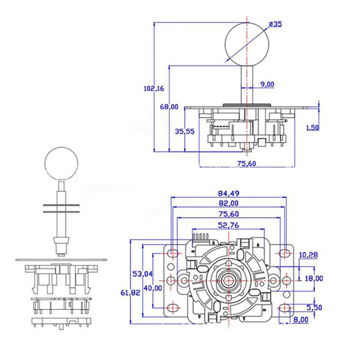 Controlador Arcade Joystick Con Placa De Circuito 5p Sin Lig