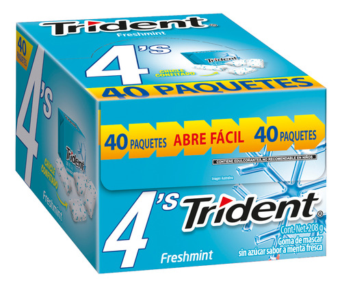 Chicles Trident 4's Freshmint 40 Piezas