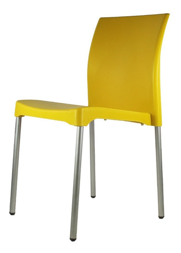 Set De 4 Sillas D Plástico Restaurante Color Amarillo