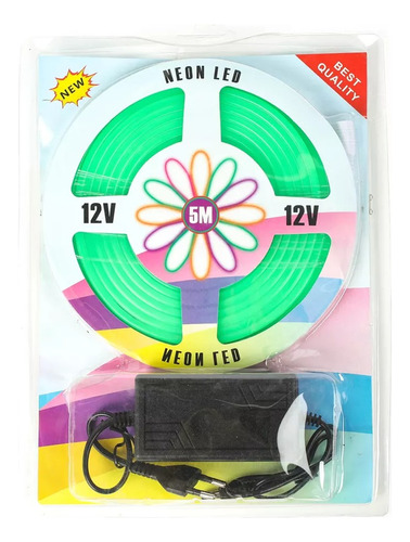 Cinta Manguera Led Tipo Neón Verde 5mts Con Transformador