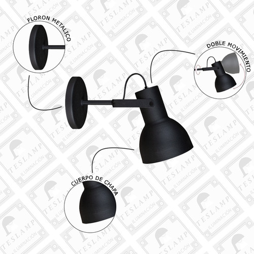 Pack X2 Lampara Aplique Spot En Chapa Apto Led