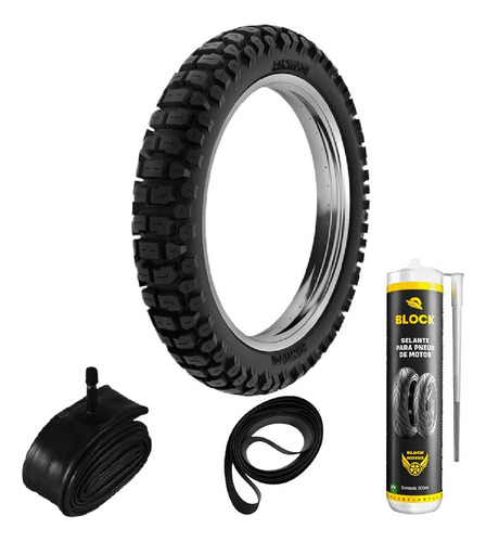 Pneu 110/90-17 60p Rt36 Rinaldi + Camara + Cinta + Selante