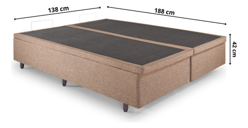Base Box Baú Casal Bipartido 138x188x42cm Linho Marrom