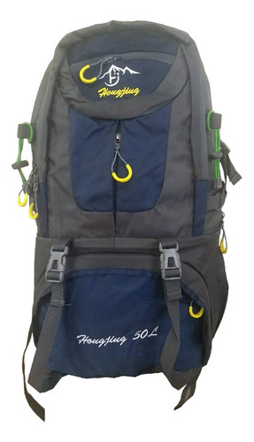 Mochila Para Camping Trekking Outdoor Tm Azul De 50lts Diseño De La Tela Liso