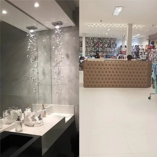 Pendente Cristal Legítimo P/ Cabeceira Lavabo + Led + Estrutura 110cm Led Quente 110v/220v