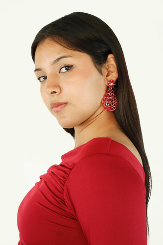 Aretes Gota Red Cristales De Murano Con Mostacilla Checas