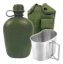 Comprar Cantimplora Provista Militar Completa 1 Lts C\u002F Funda Y Jarro Verde