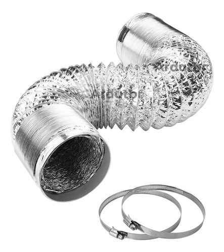 Duto + 2 Abraçadeiras Aluminizado Flexível 150mm - 5 Mts