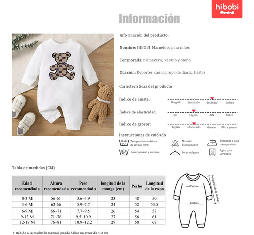 Mameluco Tierno De Algodón Para Bebé Con Estampado De Osito Blanco 6-9 M