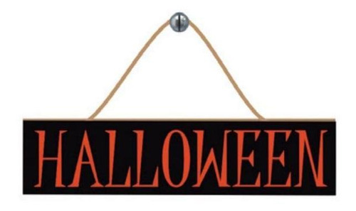 Plaquinha Halloween Preto E Laranja Decoração De Porta Mesa