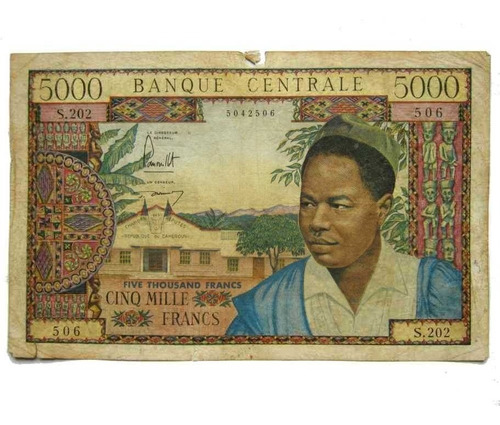 Billete Antiguo Muy Raro Francia Colonia Camerun 5000 Francs