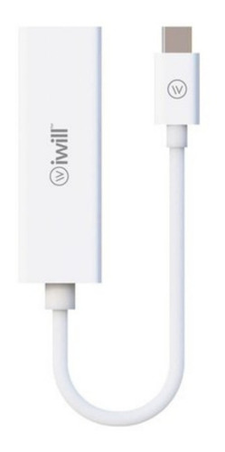 Adaptador Iwill Usb-c X Ethernet Rj45 P/ New Macbook Pro Air Cor Branco