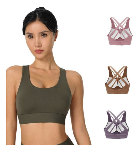 Sujetador Cómodo De Moda Deportiva Cruzada Para Mujer, 3 Pie