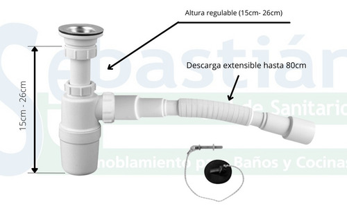 Imagen 2 de 7 de Sifon Cocina Pileta Para Bacha Simple Plastico Alta Calidad