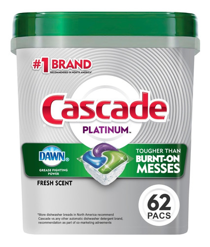 Cascade Platinum Detergente Para Lavavajillas 62 Pack