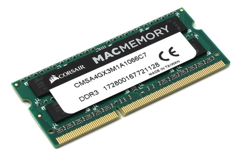Imagen 2 de 2 de Memoria RAM Apple SODIMM color verde 4GB 1 Corsair CMSA4GX3M1A1066C7