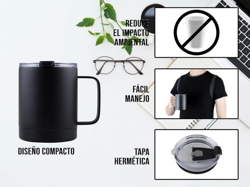 Imagen 2 de 10 de Termo 14oz De Acero Inoxidable Térmico Vaso Para Café 414ml