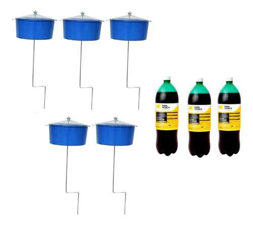 Kit 5 Armadilha + 6 Litros Atrativo Papa Mosca