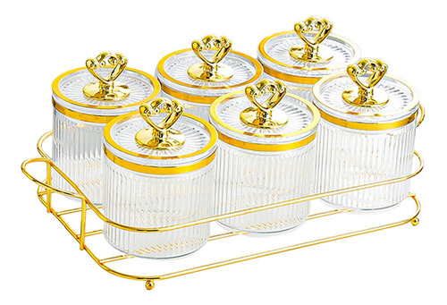 Tarro De Almacenamiento De 6 Cuencos Transparentes