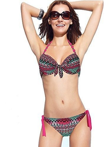 Eonar Para Mujer Acolchada Extraible Push Up Bikini Set Corb