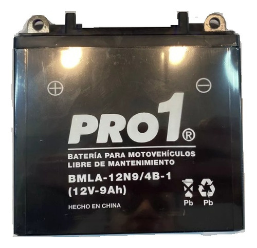 Bateria Moto Pro1 12n9-4b-1 Gel Libre Mantenimiento 12v 9ah