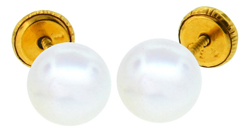 Aros De Oro 18kt Perla Cultivada De 5.0mm A 5.5mm