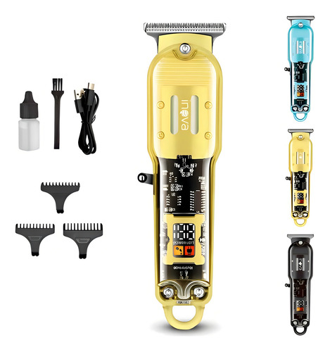 Maquina De Cortar Cabelo E Barba Profissional Sem Fio Cor Amarelo 110v/220v