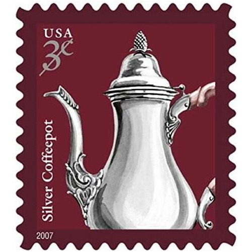 Plata Coffeepot Tres Centavos Usps Sello - Hoja De 20.