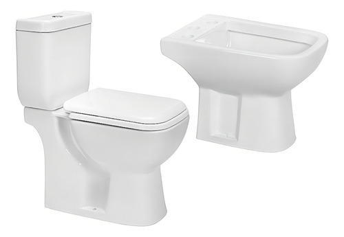 Inodoro Con Mochila Bidet Tapa Amalfi Piazza Doble Descarga Color Blanco