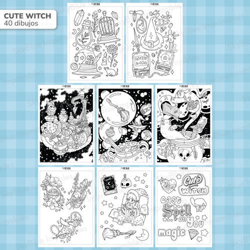 Páginas De Colorear Pintar - Imprimible Digitales Pdf Cute Witch