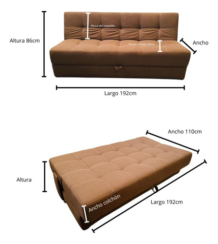 Futón Pijamera Brown. Sofá Cama Barato Df