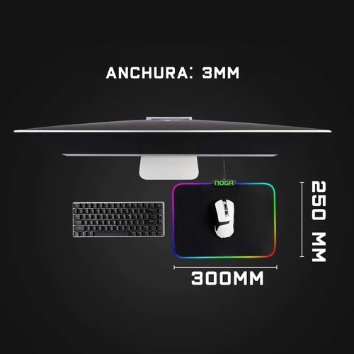 Mouse Pad Gamer Luces Led Rgb Retroiluminado Noga Horizon S
