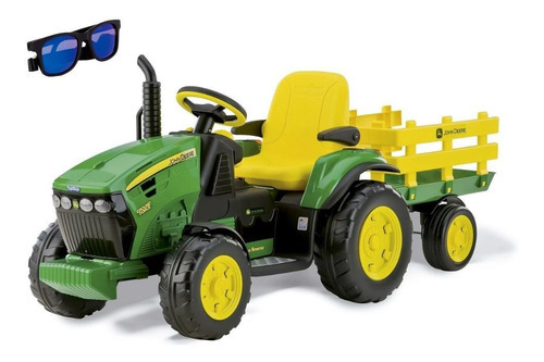 Trator Elétrico John Deere Ground Force E Oculos Sol Preto Cor Verde/Amarelo