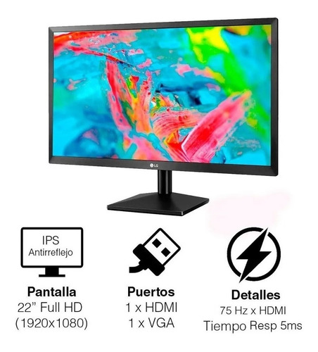 Monitor LG Ips De 22 Full Hd Freesync 75hz Hdmi 22mn430h-b