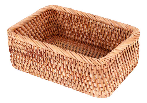Cesta Rectangular De Mimbre De Ratán Tejida A Mano, De N3, P
