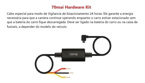 Hardware Kit Cabo Veicular  Original 70mai A800s / A500s