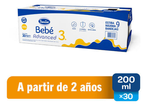 Sancor Bebé Advanced 3+ Bricks 200ml X30 Unidades Sabor Vainilla