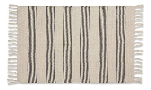 Dii Woven Rugs Collection Telar A Mano, 2x3&#39;, Rayas Gri.