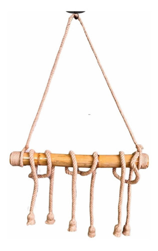 Lampara Colgante De 6 Cuerdas De Cañamo Vintage Cuerda E27