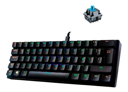 Teclado Mecanico Vsg Mintaka Negro 60% Switche-blue