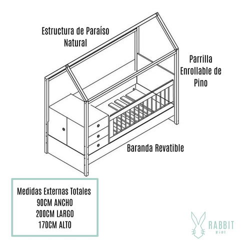 Cuna Funcional Casita Estilo Montessori