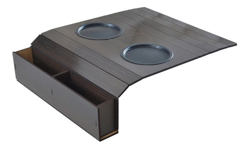 Bandeja Esteira Suporte Porta Copos Porta Controle Braço Sofa Madeira Mdf Cor Tabaco