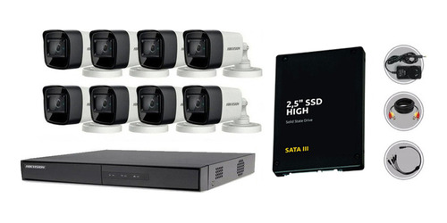 Kit Camaras Seguridad Hikvision Dvr 8 Ch + 8 Bullet  + Disco